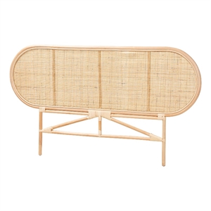 Pemberly Row Natural Brown Rattan Queen Size Standalone Headboard