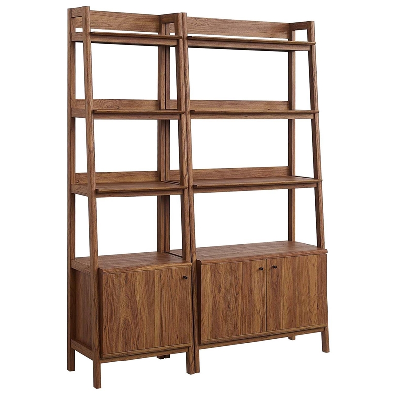Pemberly Row Particleboard and MDF Bookshelves in Walnut (Set of 2)