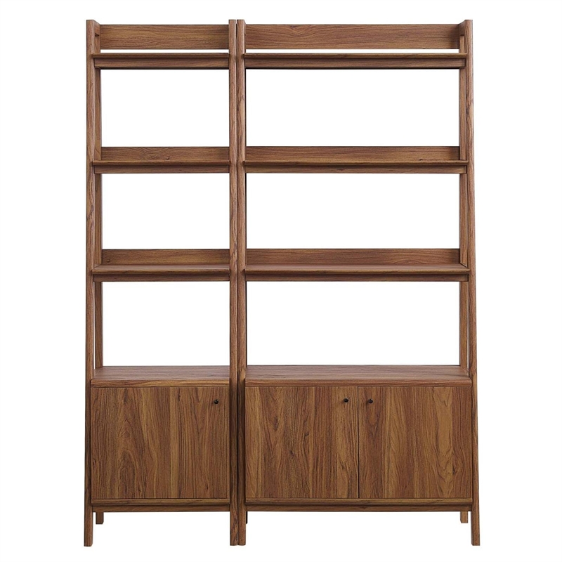Pemberly Row Particleboard and MDF Bookshelves in Walnut (Set of 2)