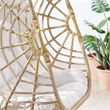 Pemberly Row Rattan Outdoor Patio Swing Chair in Natural/White