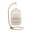 Pemberly Row Rattan Outdoor Patio Swing Chair in Natural/White