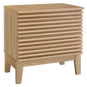 Pemberly Row Two-Drawer Particleboard Wood Nightstand in Oak