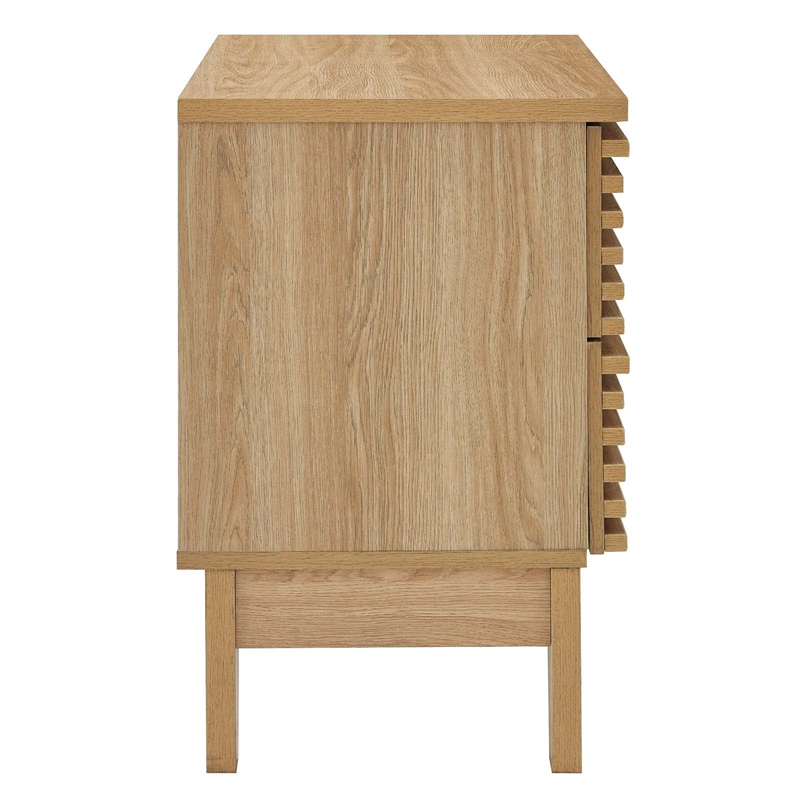 Pemberly Row Two-Drawer Particleboard Wood Nightstand in Oak