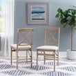 Pemberly Row X-Back Set of Two Folding Chairs Padded Seat in Graywash Wood