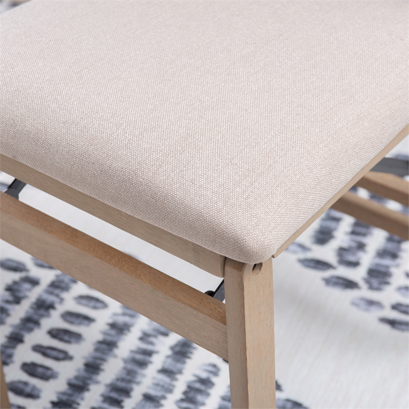 Pemberly Row X-Back Set of Two Folding Chairs Padded Seat in Graywash Wood