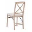 Pemberly Row X-Back Set of Two Folding Chairs Padded Seat in Graywash Wood