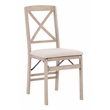 Pemberly Row X-Back Set of Two Folding Chairs Padded Seat in Graywash Wood