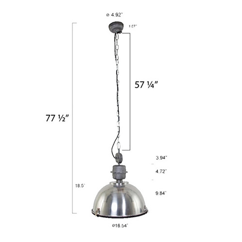 Pemberly Row Aluminum Warehouse Barn Hanging Kitchen Pendant Light in Silver