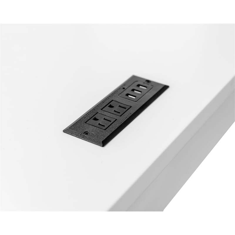 Pemberly Row Modern Electric Sit/Stand L-Desk and Return Height Wood Desk White