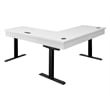 Pemberly Row Modern Electric Sit/Stand L-Desk and Return Height Wood Desk White