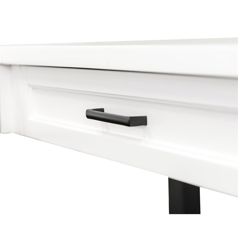 Pemberly Row Modern Electric Sit/Stand L-Desk and Return Height Wood Desk White