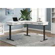 Pemberly Row Modern Electric Sit/Stand L-Desk and Return Height Wood Desk White