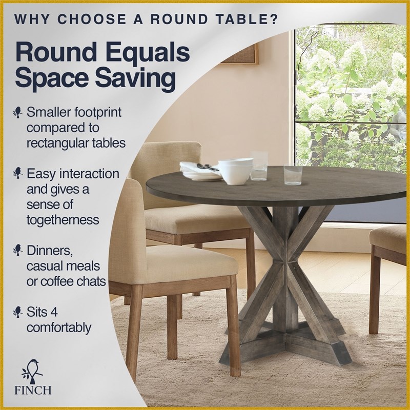 Pemberly Row Modern / Contemporary Round Dining Table Rustic Brown