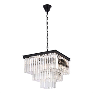 Pemberly Row 21.5&quot Metal/Crystal Chandelier in Matte Black/Clear