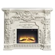 Pemberly Row Modern Wooden LED Electric Fireplace in Antique White