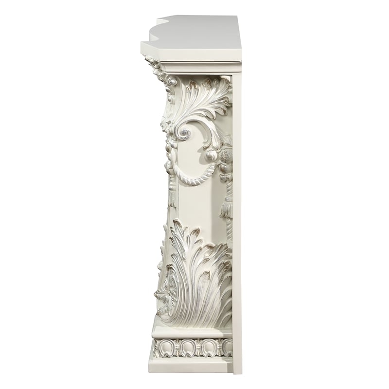 Pemberly Row Modern Wooden LED Electric Fireplace in Antique White