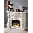 Pemberly Row Modern Wooden LED Electric Fireplace in Antique White