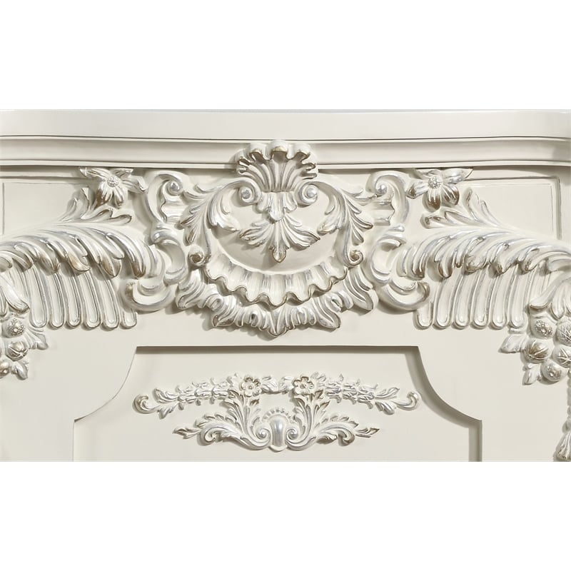 Pemberly Row Modern Wooden LED Electric Fireplace in Antique White