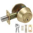 Pemberly Row Single Cylinder 2-Way Round Corner Deadbolt with Latch in Gold