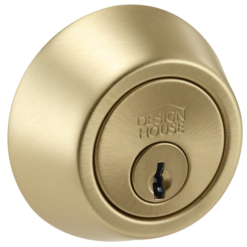 Pemberly Row Single Cylinder 2-Way Round Corner Deadbolt with Latch in Gold