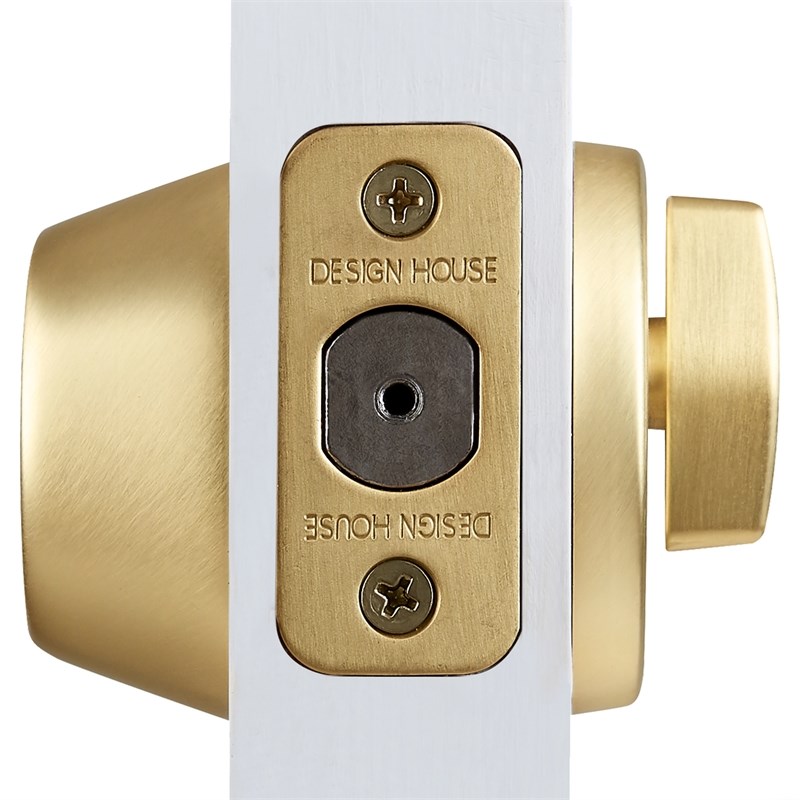 Pemberly Row Single Cylinder 2-Way Round Corner Deadbolt with Latch in Gold