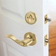 Pemberly Row Single Cylinder 2-Way Round Corner Deadbolt with Latch in Gold