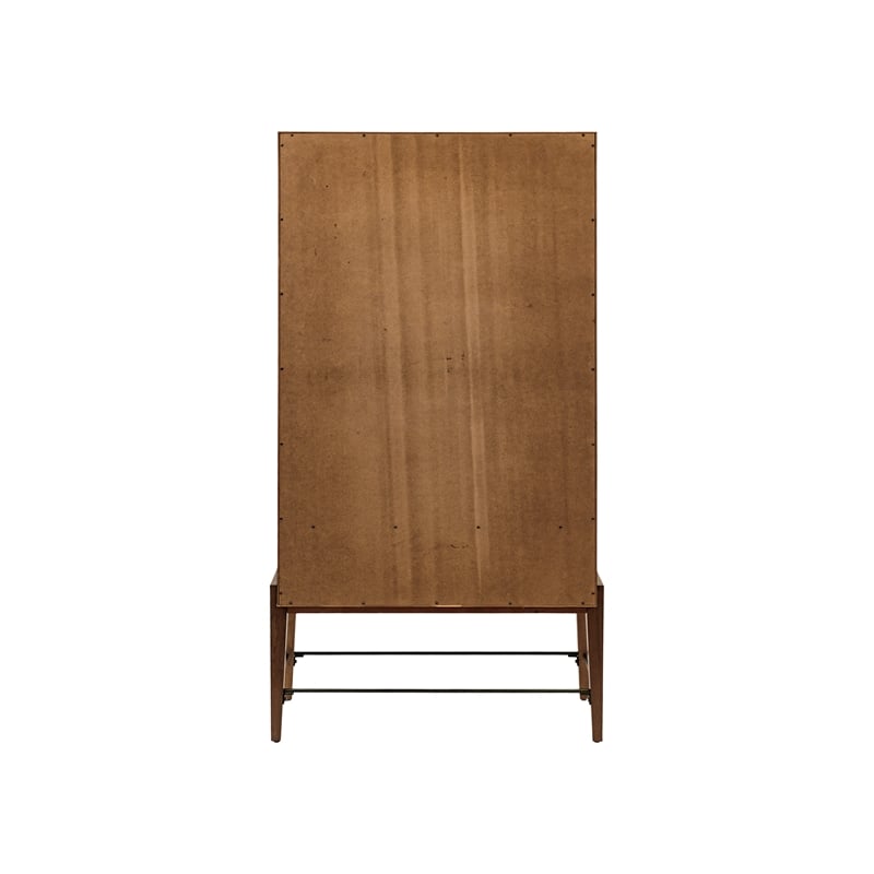 Pemberly Row Mid-century Wood Glass Door Bookcase Display Office Bookcase Brown