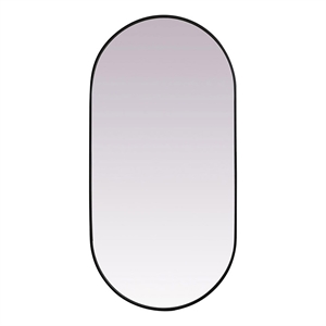 Pemberly Row 30x60&quot Oval Modern Metal Wall-Mounted Mirror in Black