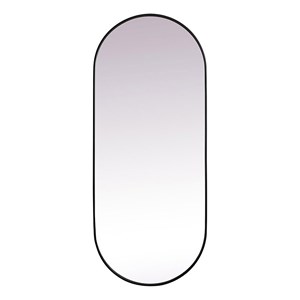 Pemberly Row 30x72&quot Oval Modern Metal Wall-Mounted Mirror in Black