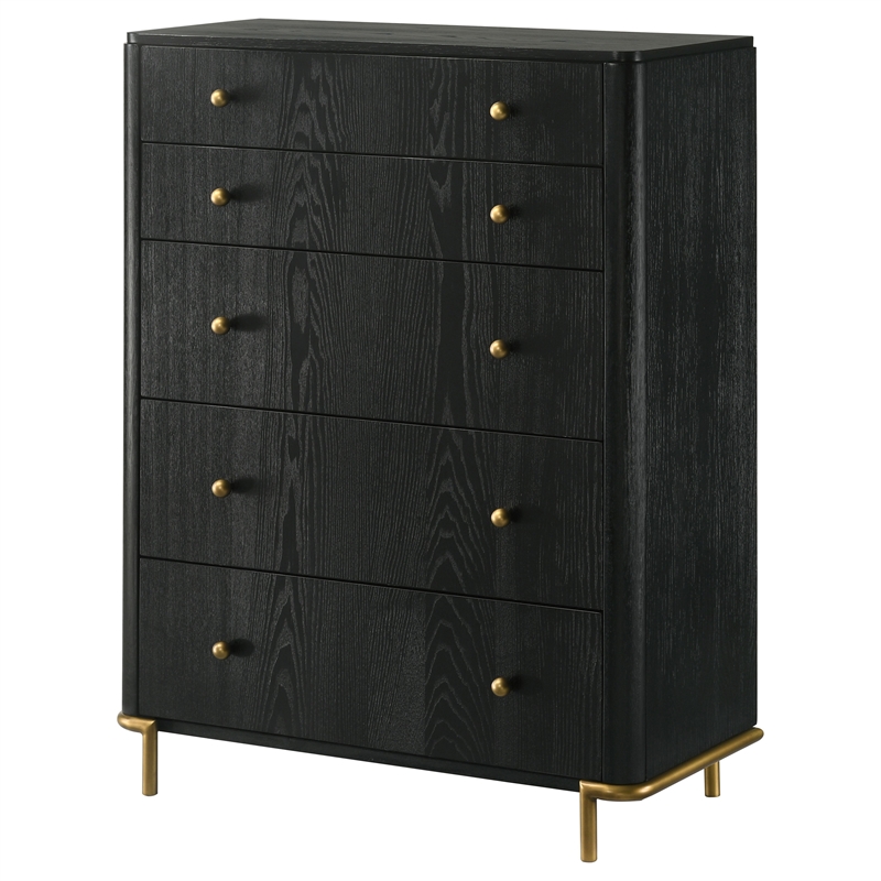 Pemberly Row 5-drawer Wood Rectangular Bedroom Chest in Black