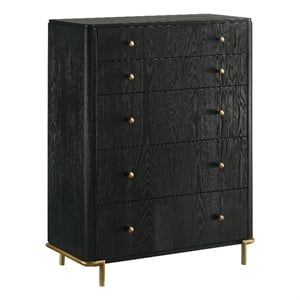 Pemberly Row 5-drawer Wood Rectangular Bedroom Chest in Black