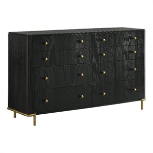 Pemberly Row Coastal 8-drawer Wood Bedroom Dresser in Black Finish