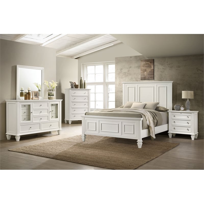 Pemberly Row Modern 11-drawer Wood Dresser with Mirror Cream White