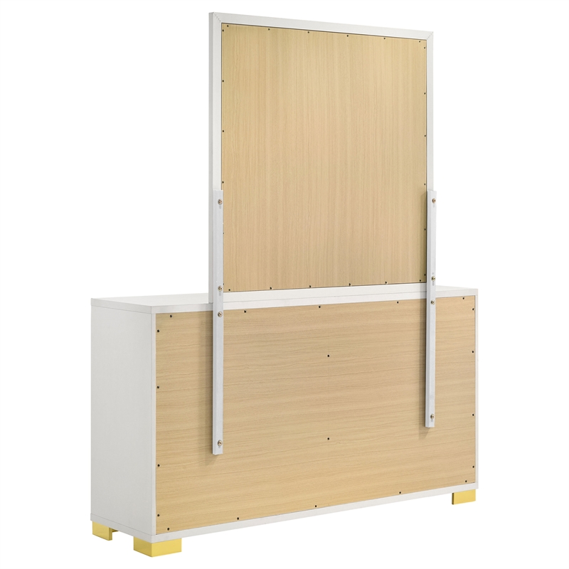 Pemberly Row 6-drawer Rectangular Wood Dresser with Mirror White