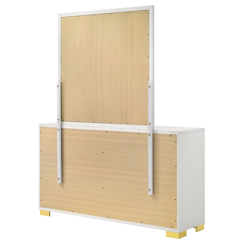 Pemberly Row 6-drawer Rectangular Wood Dresser with Mirror White