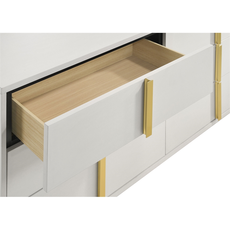 Pemberly Row 6-drawer Rectangular Wood Dresser with Mirror White