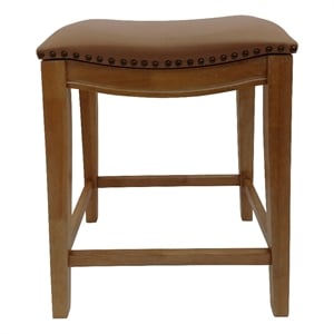 Pemberly Row 25&quot Saddle Counter Stool - Set of 2 - Natural Oak