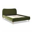 Pemberly Row Curved Headboard Upholstered Platform Bed Queen Olive Green