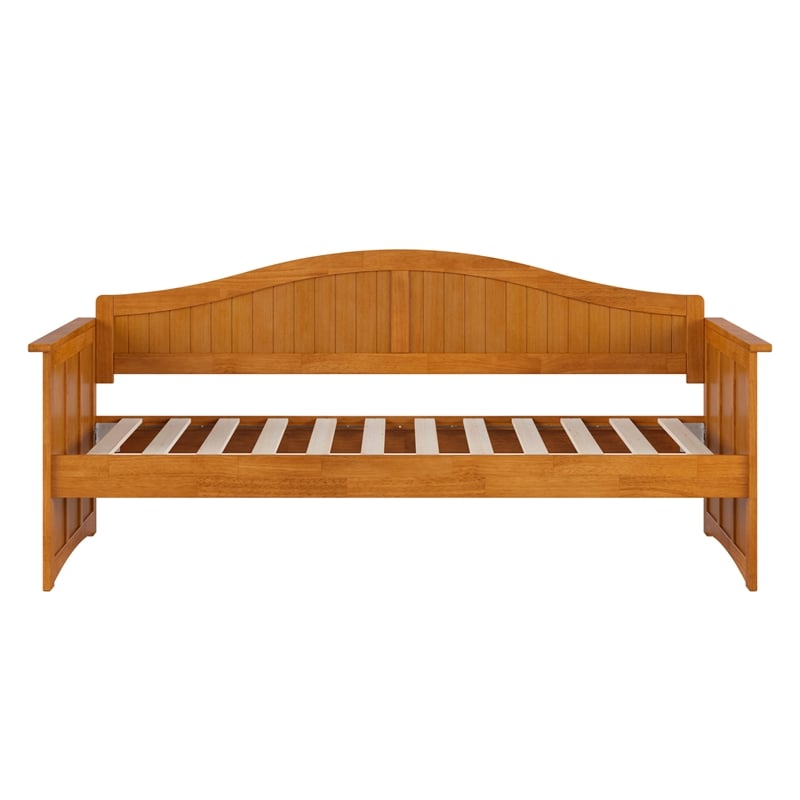 Pemberly Row Mid-Century Solid Wood Twin Daybed in Light Toffee