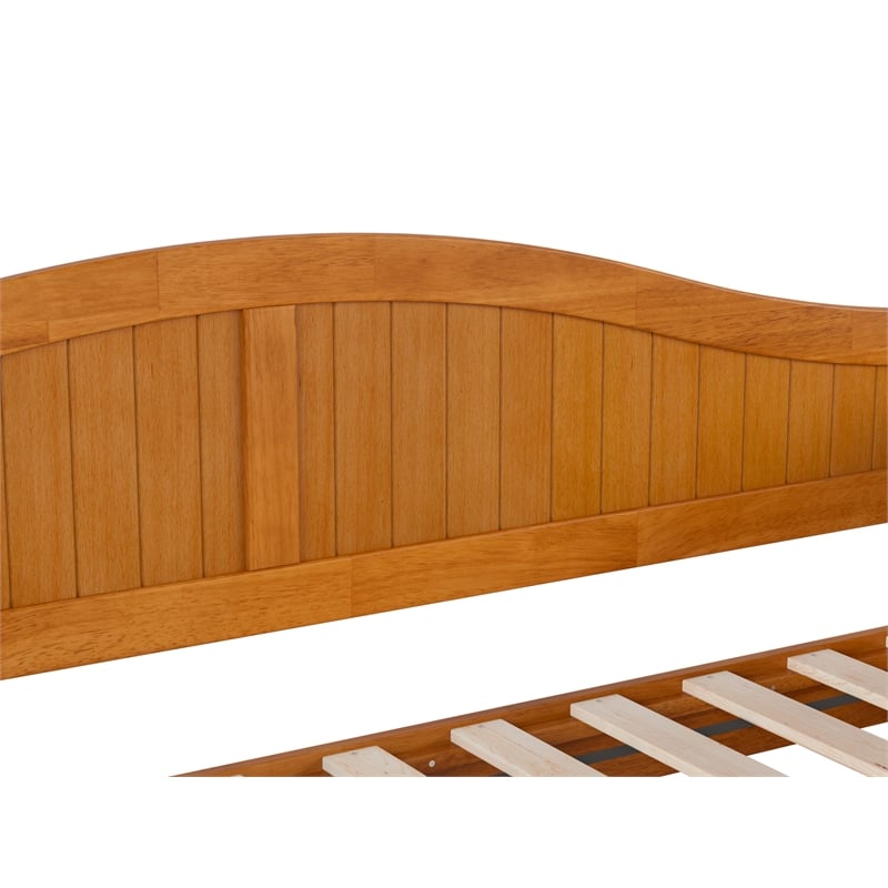 Pemberly Row Mid-Century Solid Wood Twin Daybed in Light Toffee