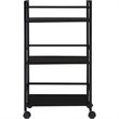 Pemberly Row Modern 3 Shelf Metal Rolling Utility Cart in Black