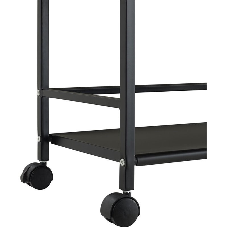 Pemberly Row Modern 3 Shelf Metal Rolling Utility Cart in Black