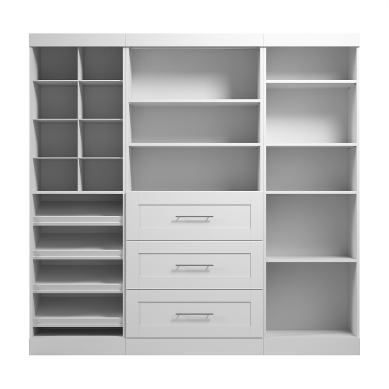 Pemberly Row 86W Closet Organizer System in White - Engineered Wood
