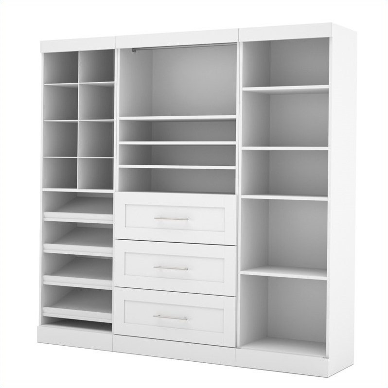 Pemberly Row 86W Closet Organizer System in White - Engineered Wood