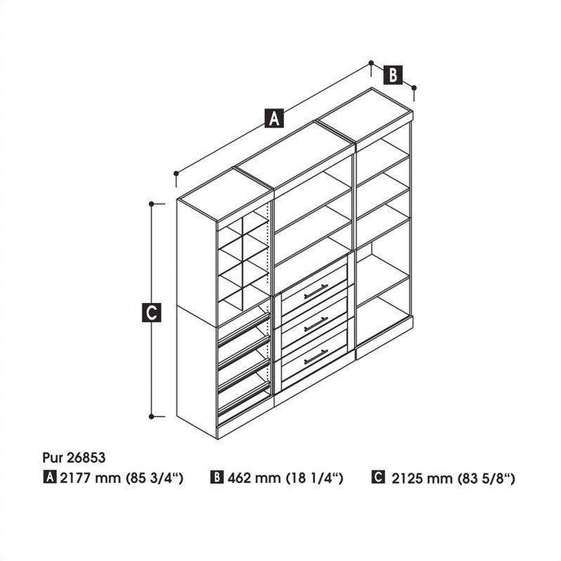 Pemberly Row 86W Closet Organizer System in White - Engineered Wood