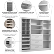 Pemberly Row 86W Closet Organizer System in White - Engineered Wood