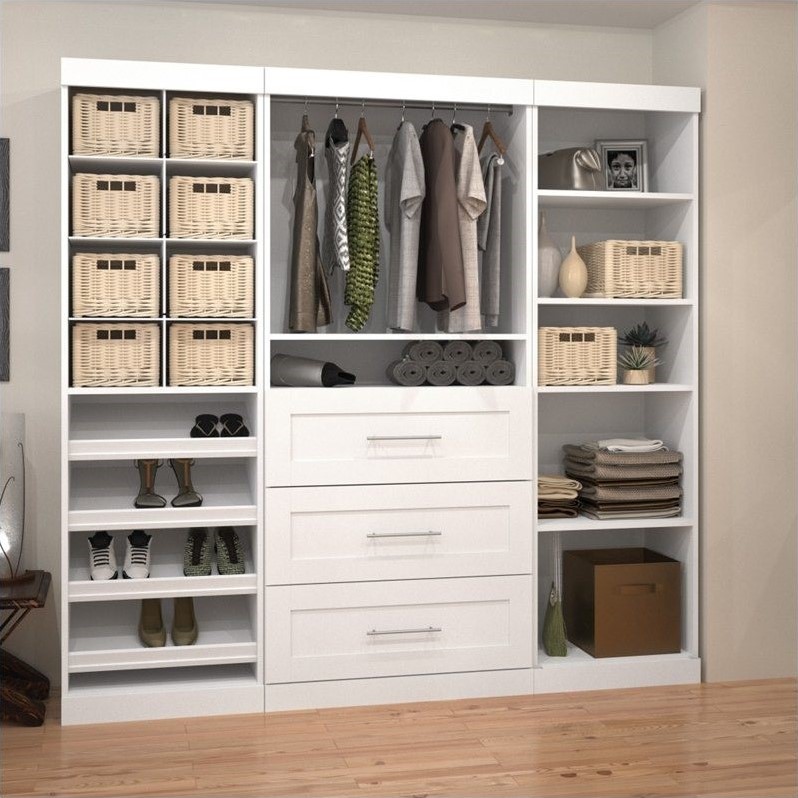 Pemberly Row 86W Closet Organizer System in White - Engineered Wood