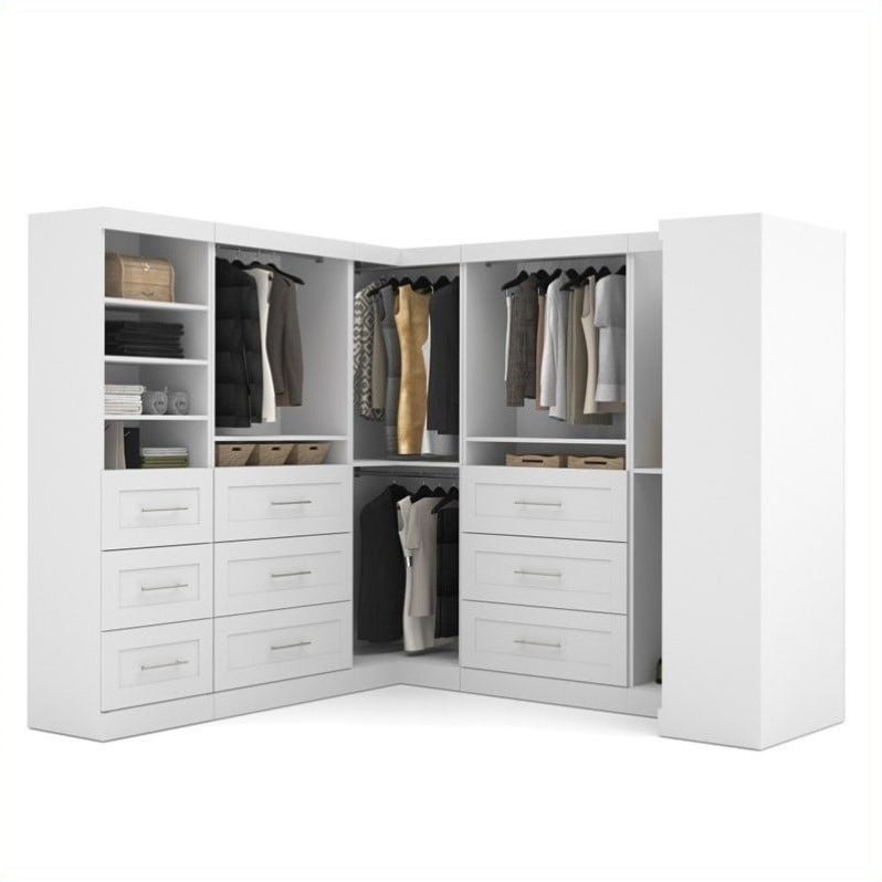 Pemberly Row 161W Walk-In Closet Organizer System in White - Engineered Wood