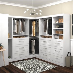 Pemberly Row 161W Walk-In Closet Organizer System in White - Engineered Wood