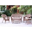 Pemberly Row 5 Piece Resin Wicker Outdoor Patio Conversation Set in Honey